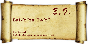 Balázs Ivó névjegykártya