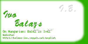 ivo balazs business card
